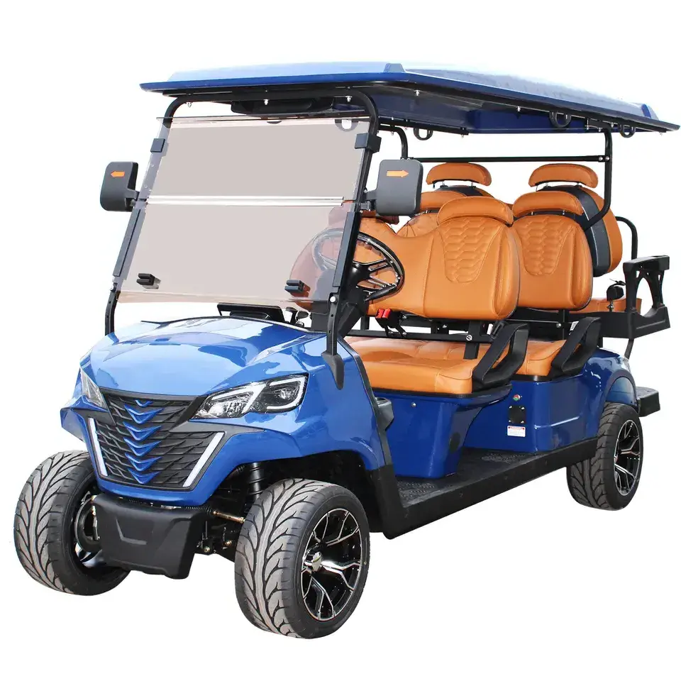 72V Lithium Battery 4KW/5KW/7KW AC Motor 4 Wheels Brake Front Disc Brake Electric 6 Passengers Lifted Golf Cart for Sale