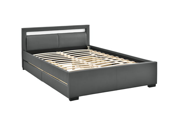 Professional Factory Direct Double Size PU Leather LED Bed With Storage Drawers