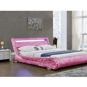 LED Light Crushed Velvet Fabric Bed