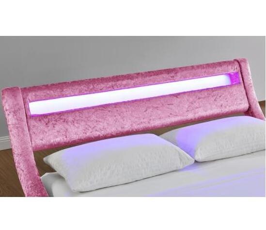 LED Light Crushed Velvet Fabric Bed