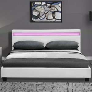 modern style king size faux PU leather bed headboard with Led light