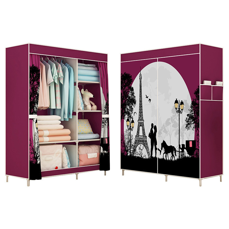 Simple cloth wardrobe modern economical simple fabric home assembly wardrobe