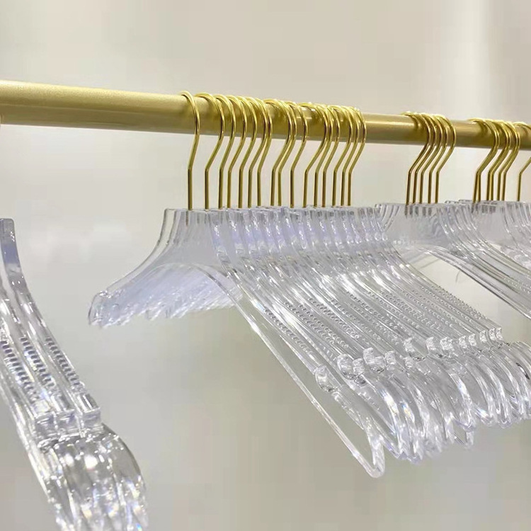 Transparent Acrylic Clothing Hanger Adult Clothes Hanger with Metal Hook Anti-slip Coat Jacket Hanger