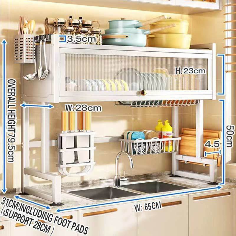 Metal Kitchen Sink Storage Bowl Cabinet Rack Countertop Dish Storage Cabinet Carbon Steel Kitchen Racks