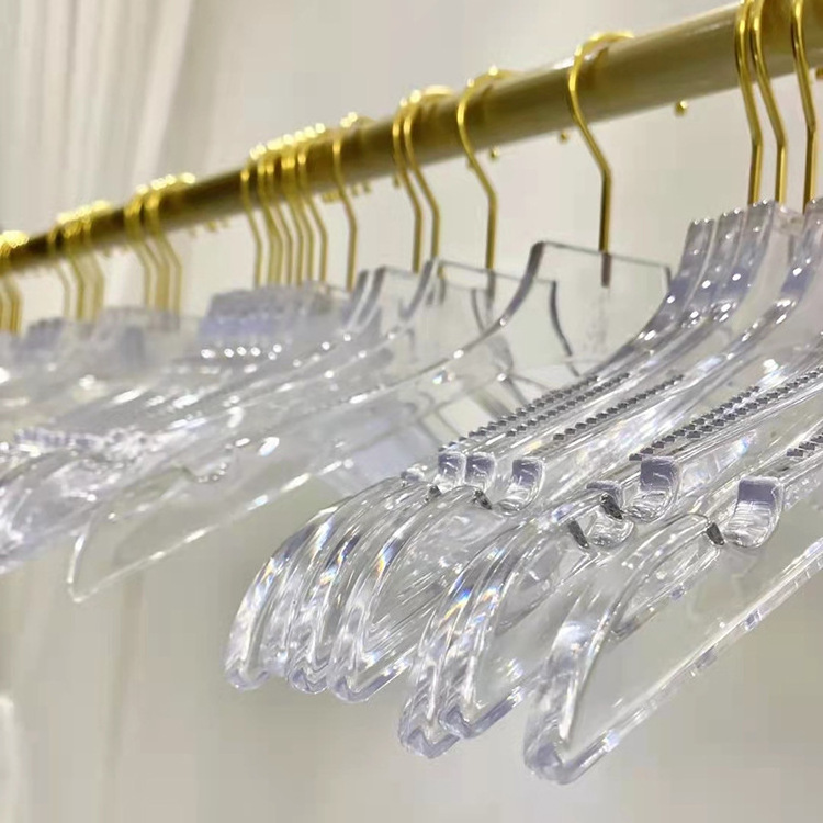 Transparent Acrylic Clothing Hanger Adult Clothes Hanger with Metal Hook Anti-slip Coat Jacket Hanger