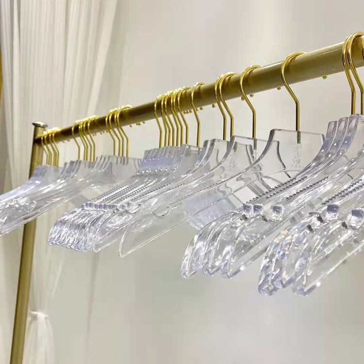 Transparent Acrylic Clothing Hanger Adult Clothes Hanger with Metal Hook Anti-slip Coat Jacket Hanger