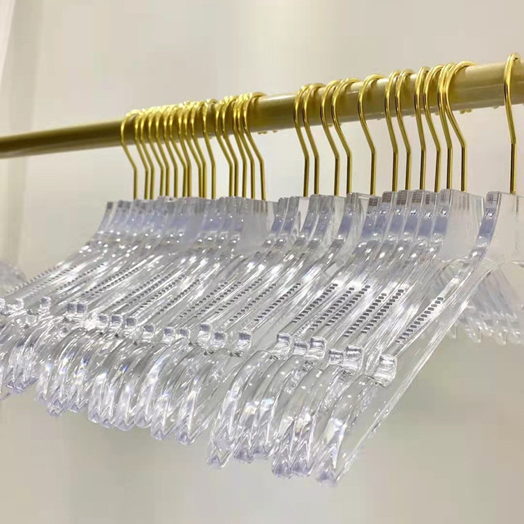 Transparent Acrylic Clothing Hanger Adult Clothes Hanger with Metal Hook Anti-slip Coat Jacket Hanger