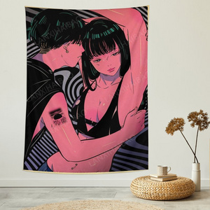 Ins Japanese Anime Decorative Posters Sexy Caricature Girls Wall Hanging Tapestries for Room Retro Decor