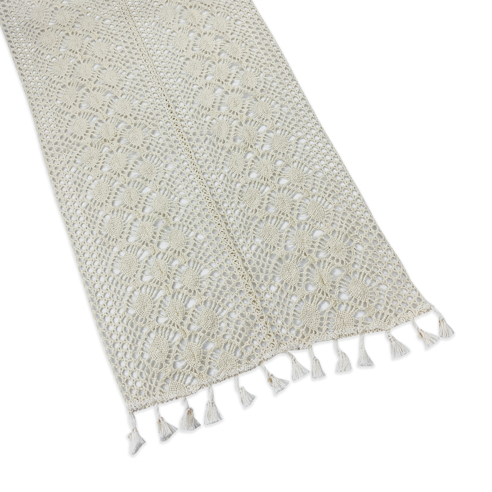 High quality 100% cotton table runner with tassel edge knit hollow table runner