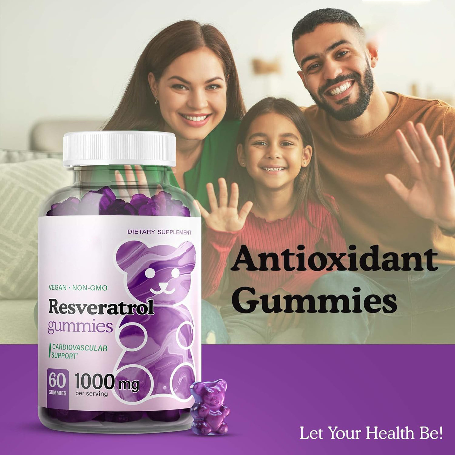 OEM Resveratrol 1000mg Gummies Natural Supplement Against Aging Antioxidant Support For Immune System