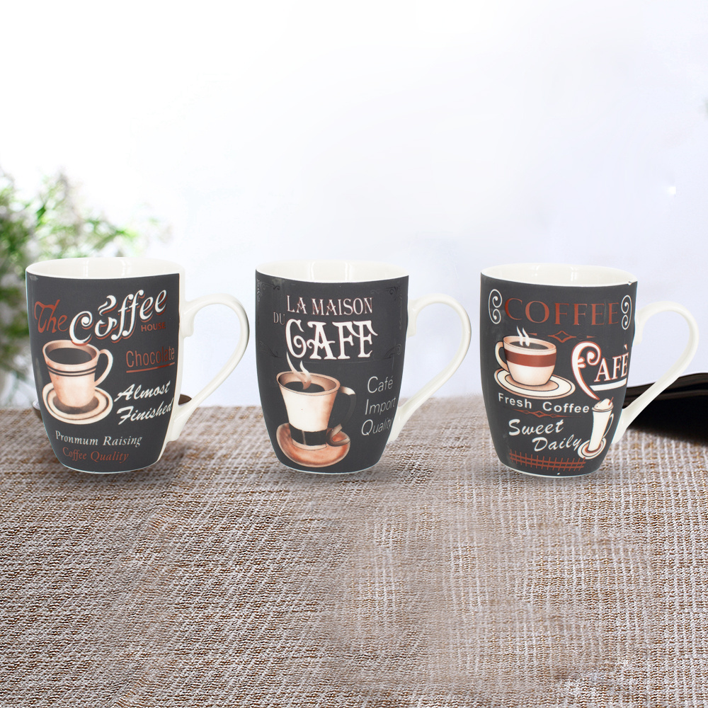 Cheap Bulk Custom Ceramic Coffee Mugs 350ml Ceramic Mugs with Matte Decal for Russia