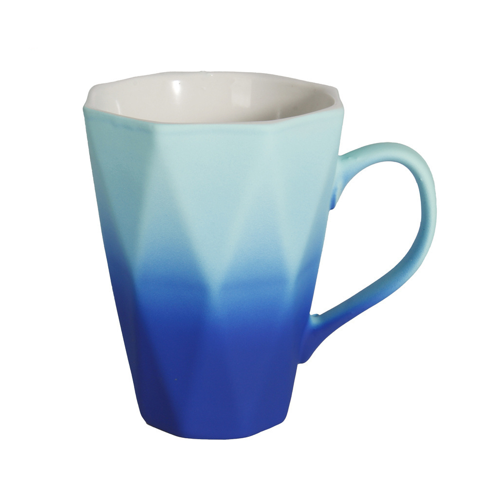 Custom Diamond Shape Nordic Glazed Ceramic Soft Touch Mug Two Tone Ceramic Mug