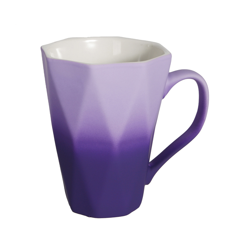 Custom Diamond Shape Nordic Glazed Ceramic Soft Touch Mug Two Tone Ceramic Mug