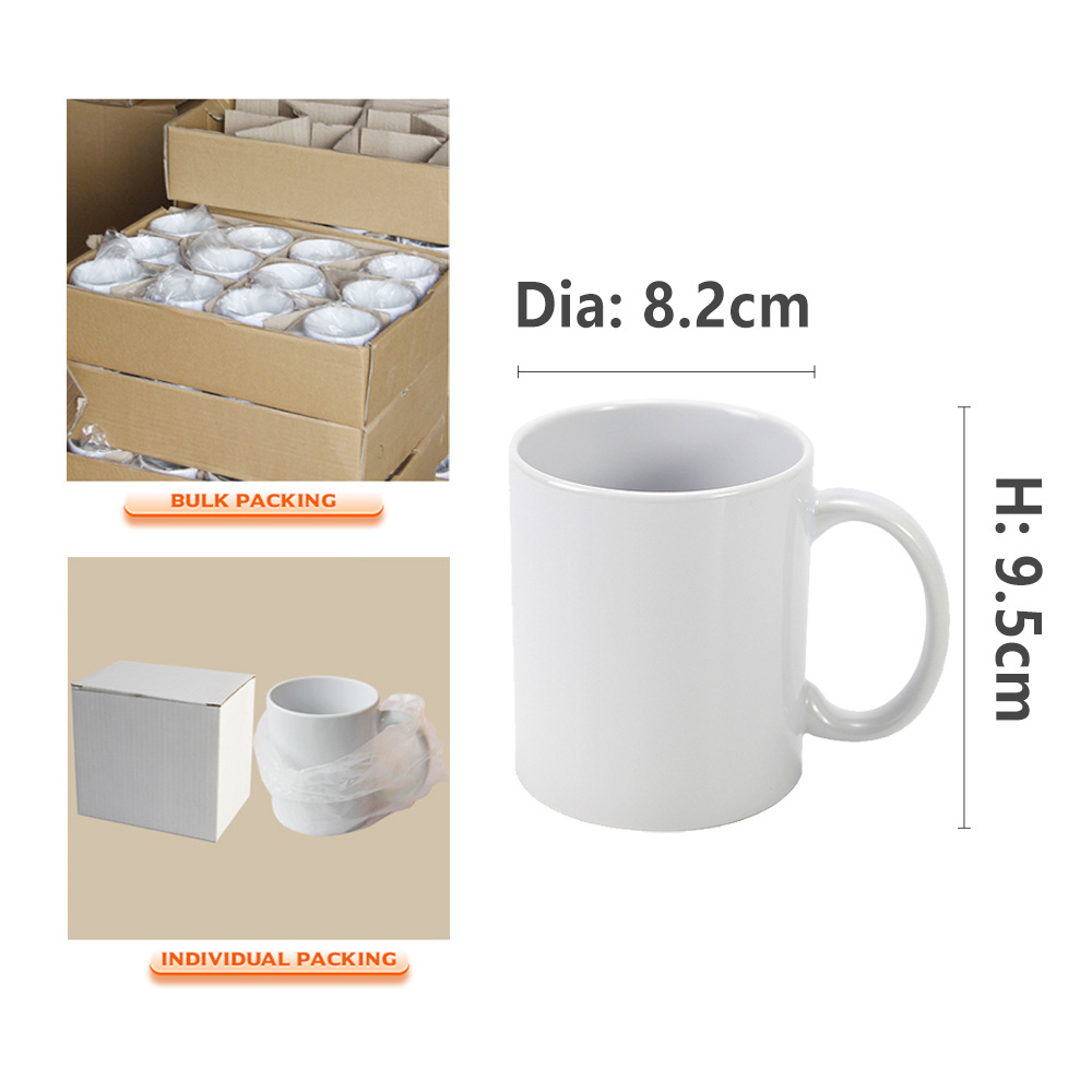 WUJO 11oz AAA Grade Sublimation Blanks Cups Modern Ceramic Mug Sublimation Mug