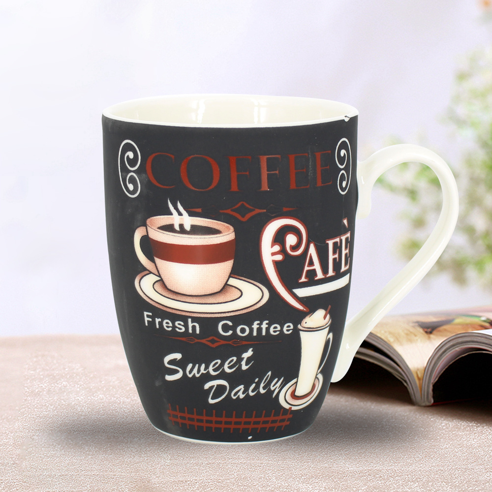 Cheap Bulk Custom Ceramic Coffee Mugs 350ml Ceramic Mugs with Matte Decal for Russia