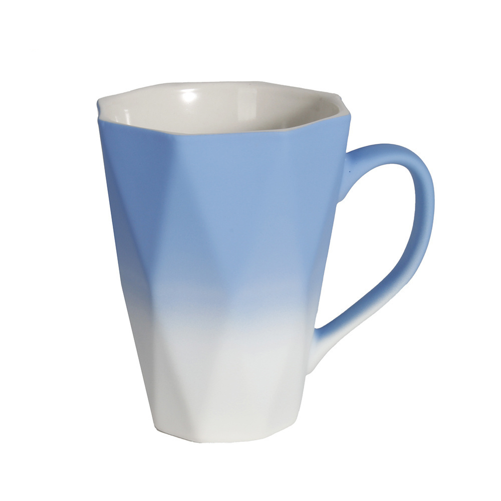 Custom Diamond Shape Nordic Glazed Ceramic Soft Touch Mug Two Tone Ceramic Mug