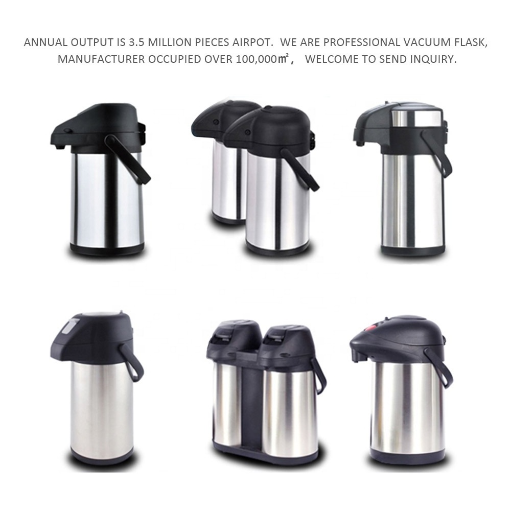 WUJO 2.5L 3L 3.5L 4L 5L High Quality Press Pump Airpot Termos 304 Double Wall Stainless Steel Thermos Bottle