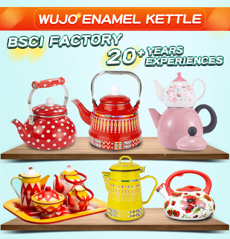 China Large Enamelware Factory High Quality Kettle Enamel Coffee Tea pot for South American Market