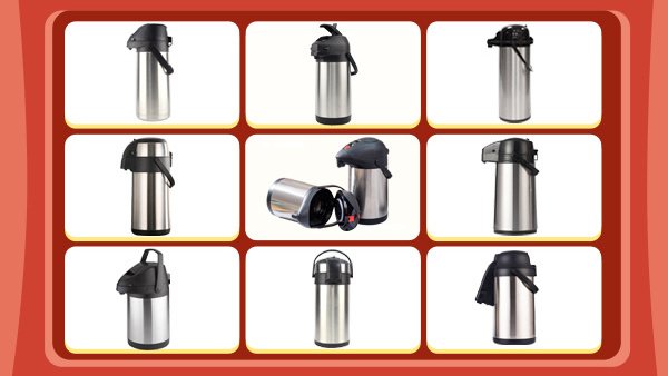 WUJO Pump Dispenser Large 304 Double Wall Airpot Hot Water Vacuum Flask Stainless Steel Tea Coffee Thermos