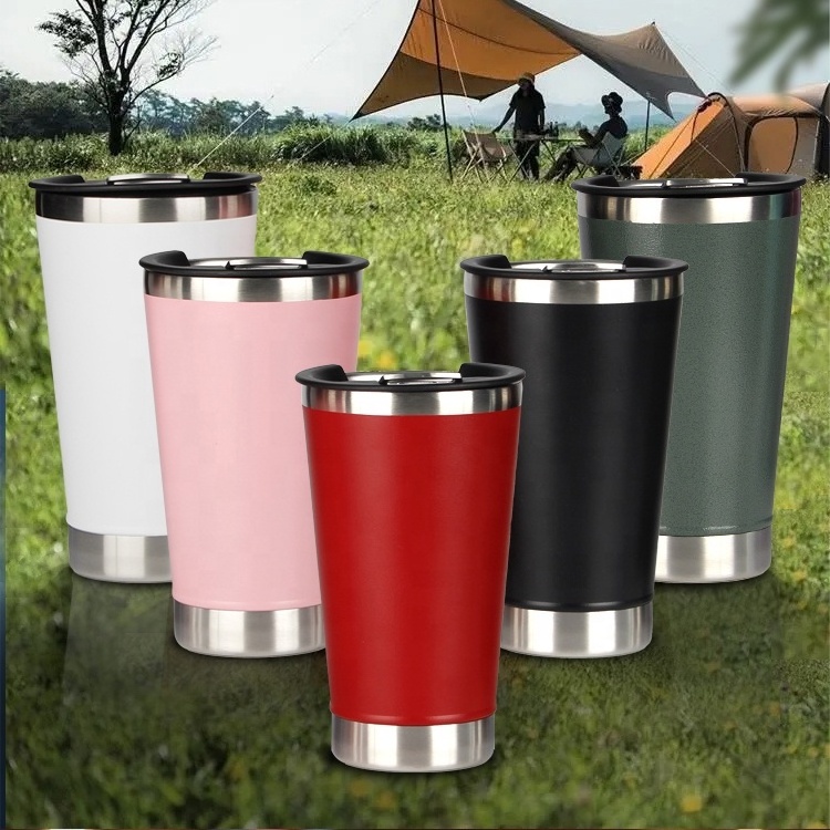 16oz Ice Beer Mugs Copo Termico Double Walled 304 Stainless Steel Vacuum Insulated Travel Mugs Beer Pint Cup With Bottle Opener