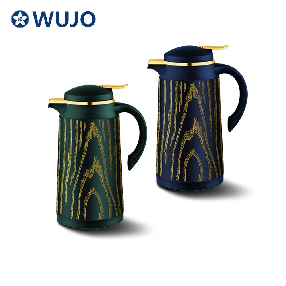 WUJO Customized Silver 1l 1.3l 1.6l 1.9l Stainless Steel Free Sample Stainless Steel Coffee Pot Thermos with Glass Liner