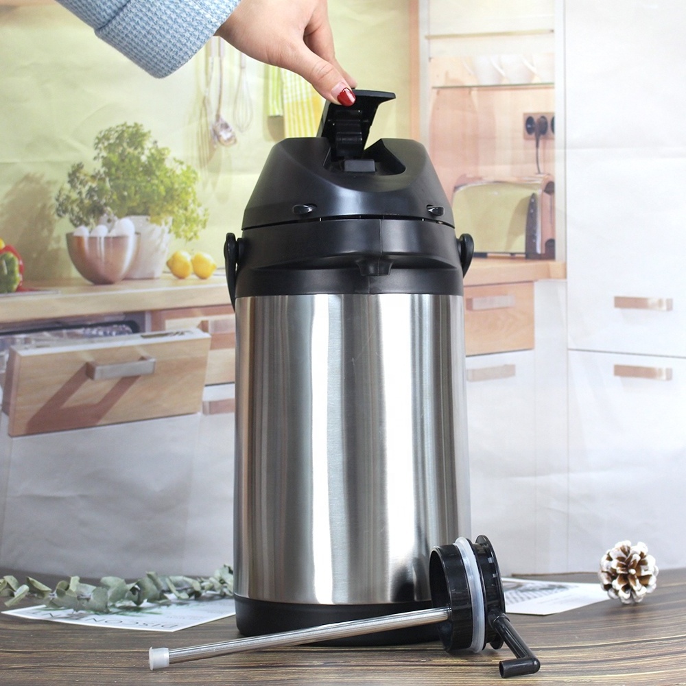 201 / 304 double wall silver thermal carafe coffee thermos vacuum thermal stainless steel airpot with pump dispenser