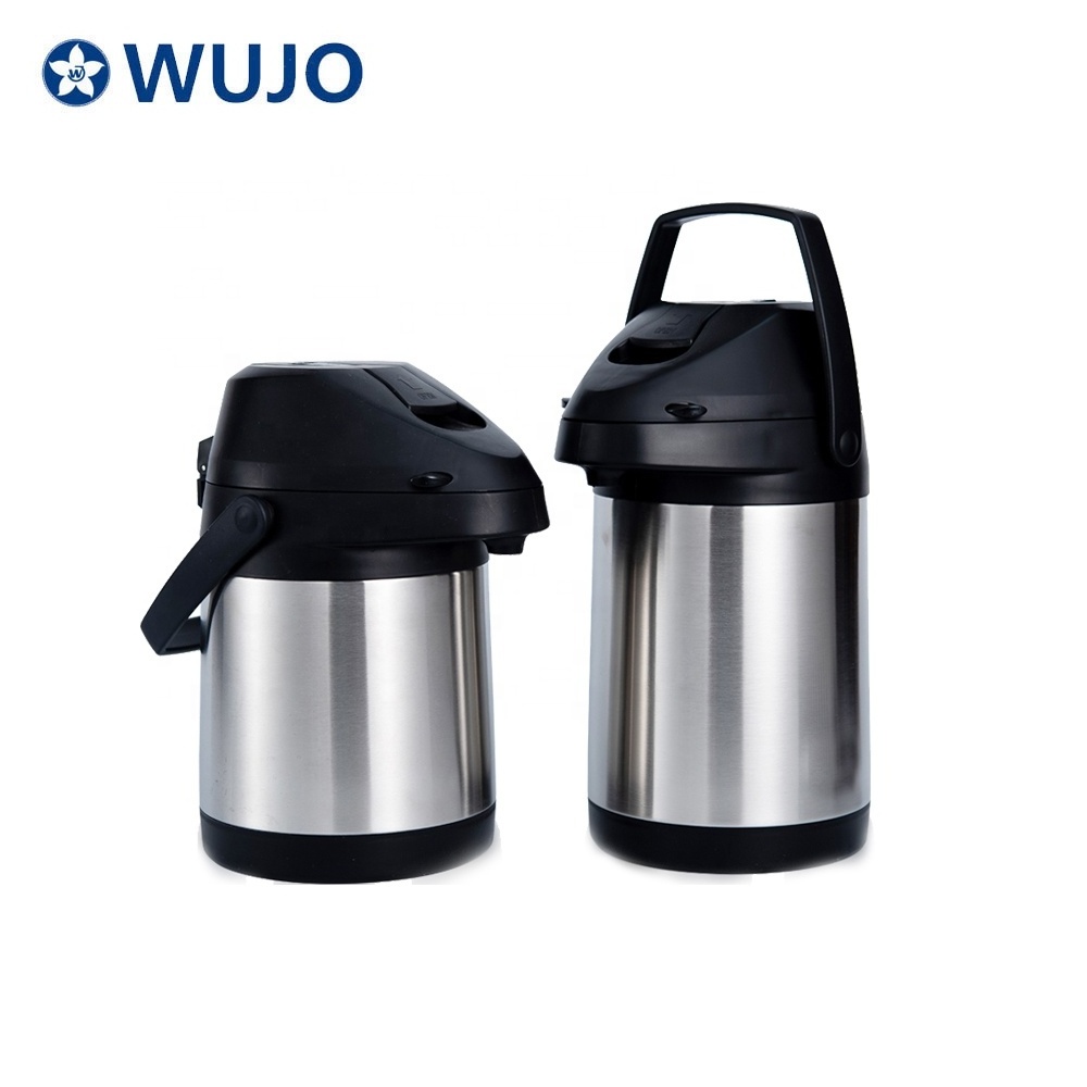 201 / 304 double wall silver thermal carafe coffee thermos vacuum thermal stainless steel airpot with pump dispenser