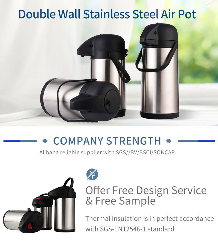 Double wall stainless steel insulated thermal carafe pump dispenser vacuum thermos termos airpot coffee pot