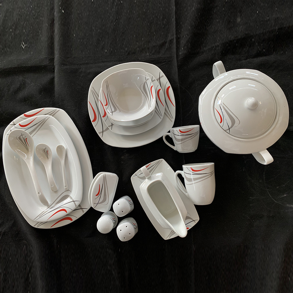 Stock Cheap Ceramic Dinner Sets Crockery Wholesale 105 pcs Porcelain Dinner Sets