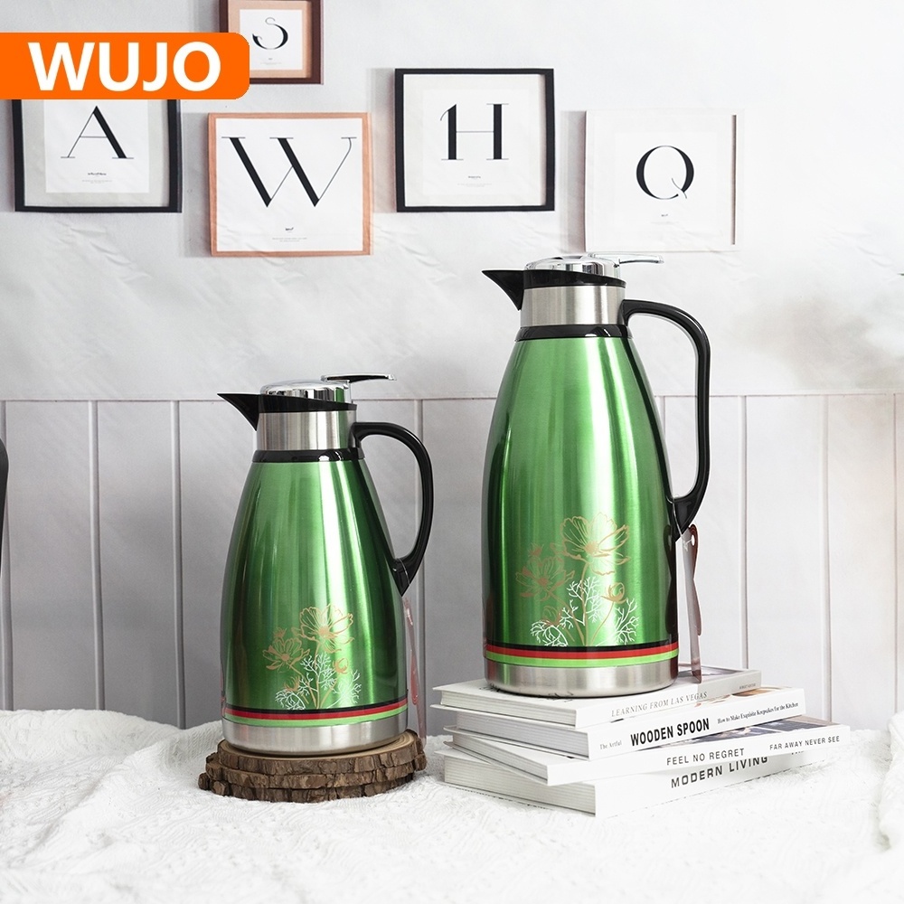 Manufacturer 2L 3L Free Sample Customized Logo Flower Decal Coffee Pot Thermos Double Wall Stainless Steel Vacuum Flask