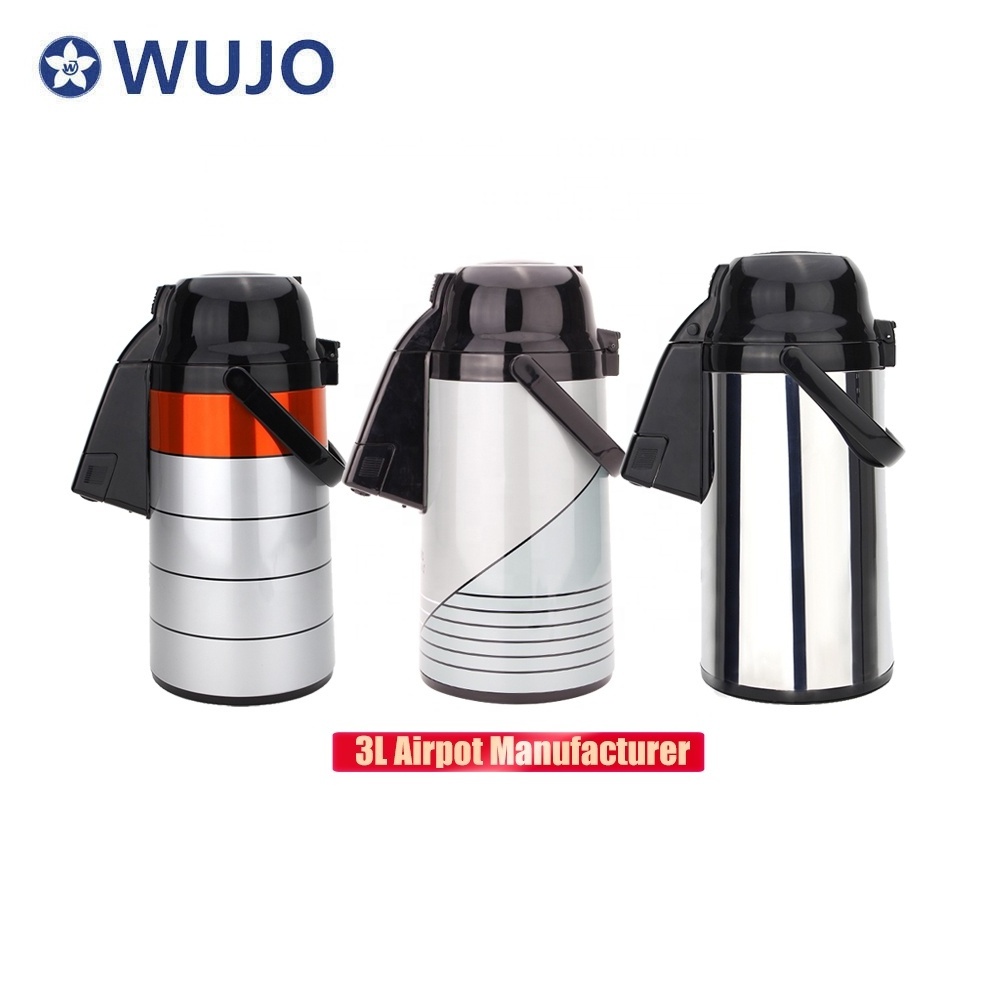 WUJO 3L Zojirushi Thermos Vacuum Thermal Coffee Glass Lined Airpot with Pump Dispenser