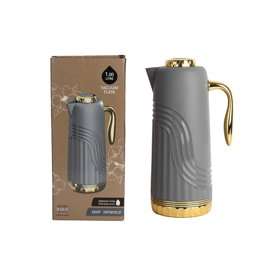 WUJO New Arrival Insulated Thermal Vacuum Jug Dallah Arabic Coffee Pot with Glass inner