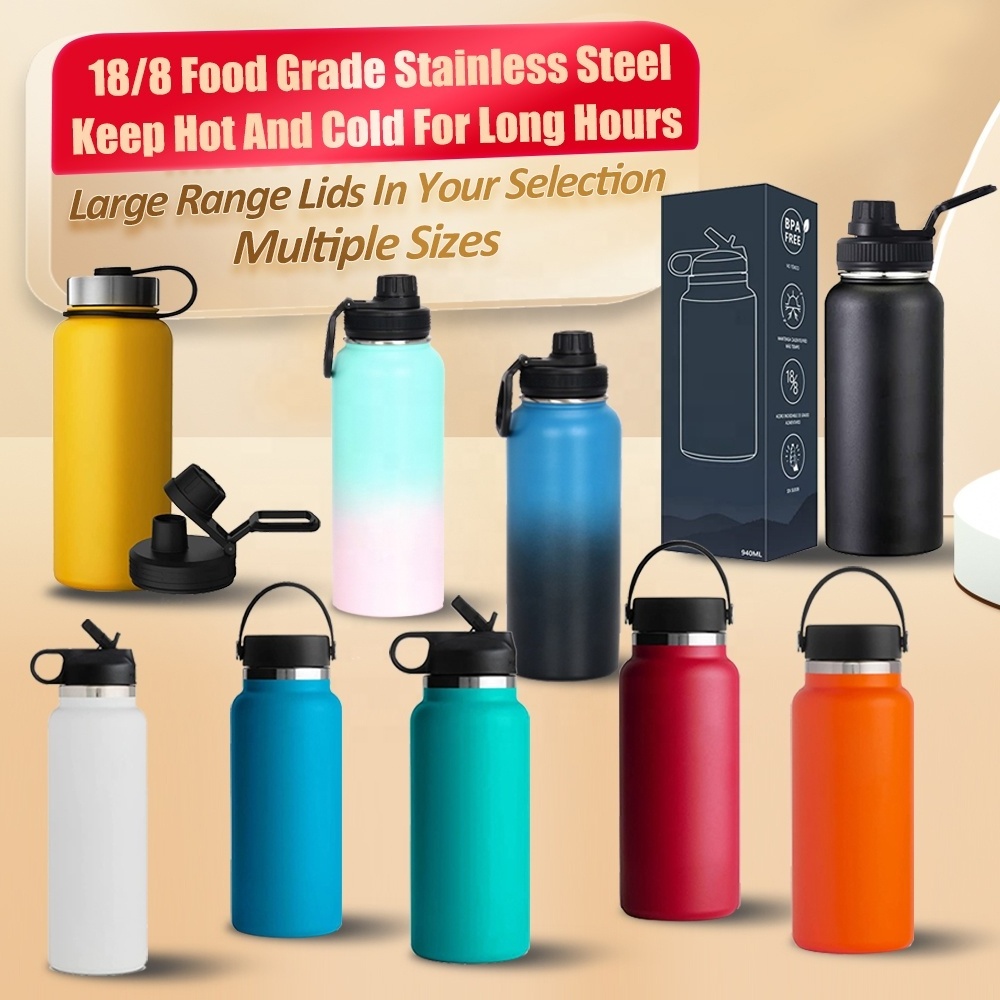 WUJO Manufacturer New Arrival Vacuum Insulated Stainless Steel Water Bottle Wide Mouth Thermos Can With Spill Proof Lid