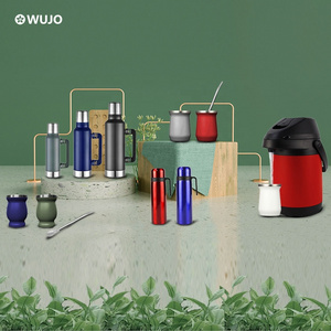 WUJO Paraguay Argentina Peru Chile Columbia Double Wall Stainless Steel Yerba Mate Cup / Airpot Coffee Dispenser / Thermos