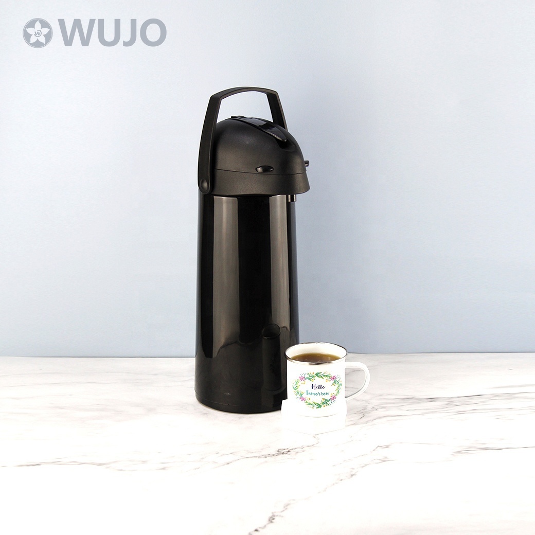 NEW Arrival  1l 1.9L Glass Refill Orange PLASTIC 24hr Hot Tea Pump Thermal Coffee Airpot Thermos with Portable Hande from WUJO