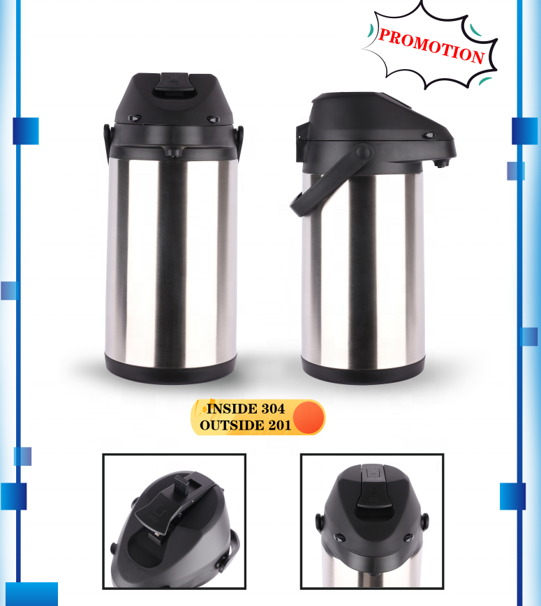 WUJO Manufacturer Termo De Agua Garrafa Flask Thermos Vacuum Insulated Pump Airpot Coffee Dispenser