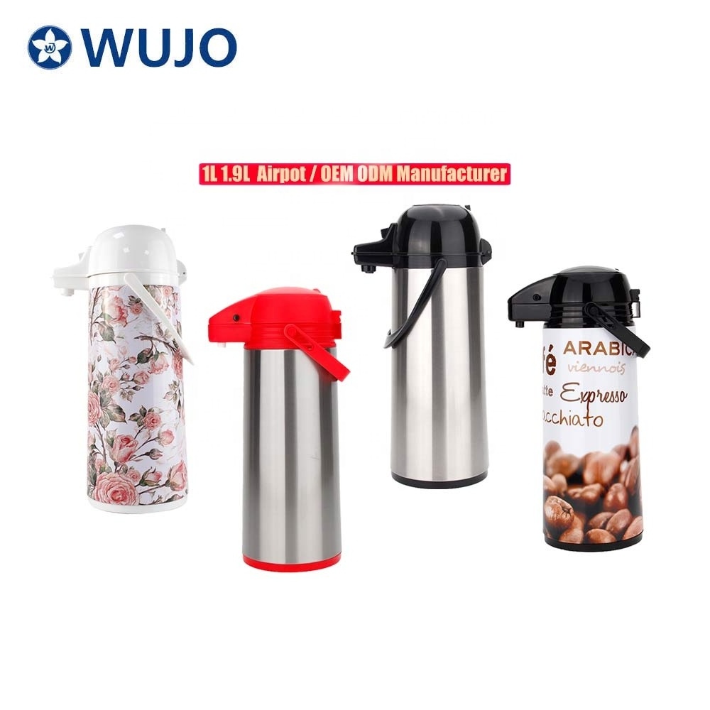 WUJO 3L Zojirushi Thermos Vacuum Thermal Coffee Glass Lined Airpot with Pump Dispenser