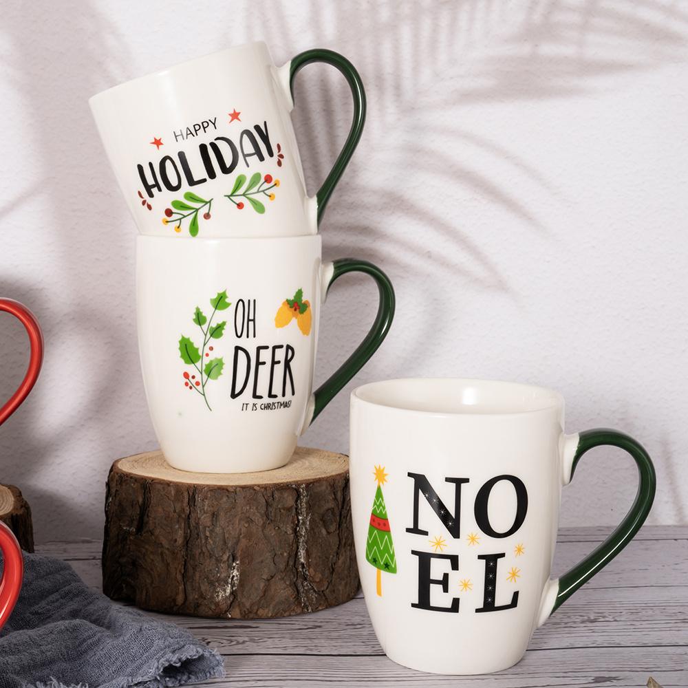 Hot Selling Christmas Design Ceramic Mug Cup Tazas De Cafe De Ceramic Taza Porcelana