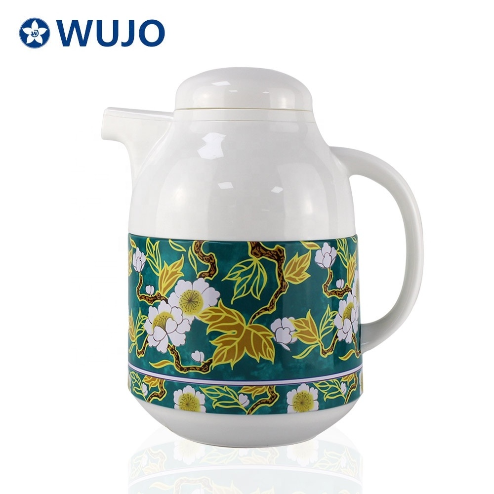 1L flower printed percolater tea coffee pot glass refill inner thermal vacuum arabic thermos sets