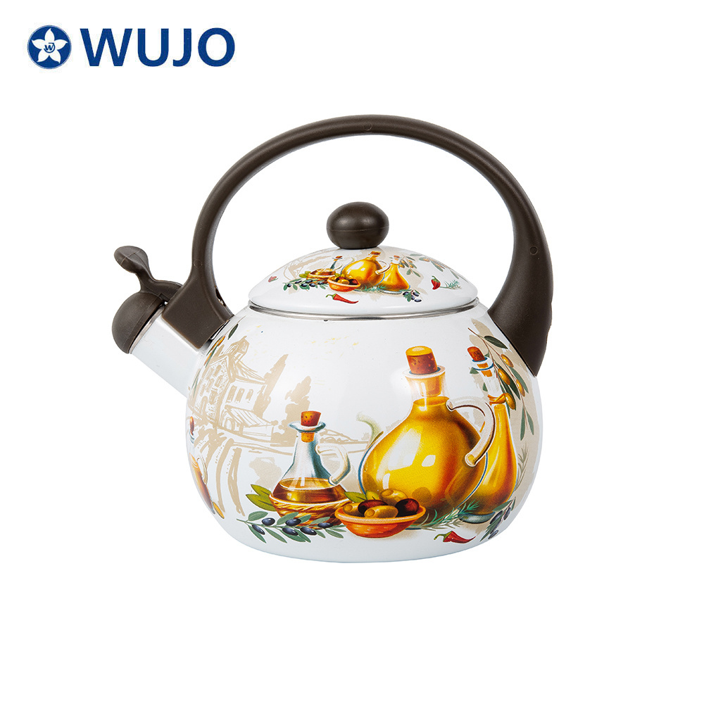 Enamel Porcelain Whistle Kettle Teapot 3L Enamel Stove Top Whistling Kettle