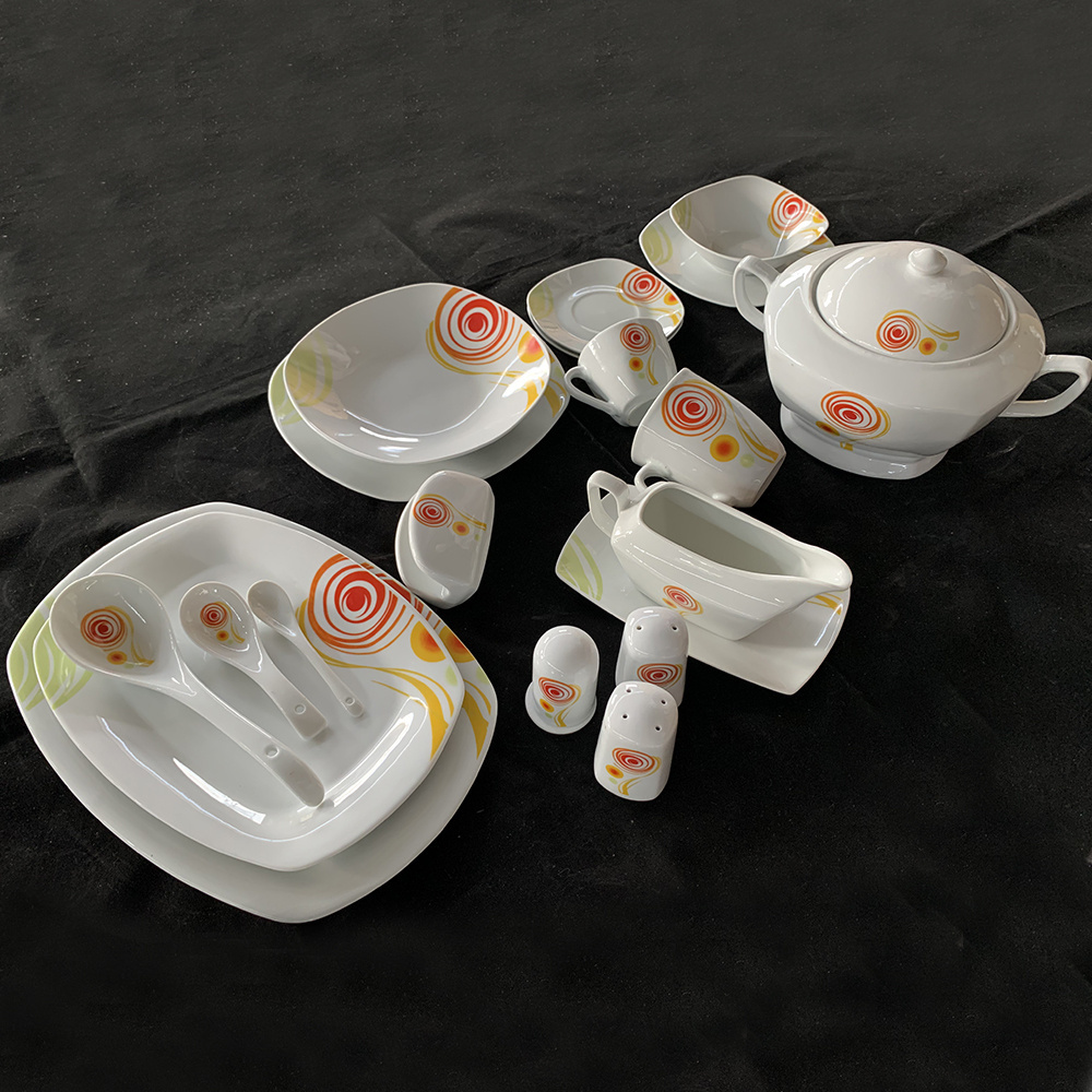 Stock Cheap Ceramic Dinner Sets Crockery Wholesale 105 pcs Porcelain Dinner Sets