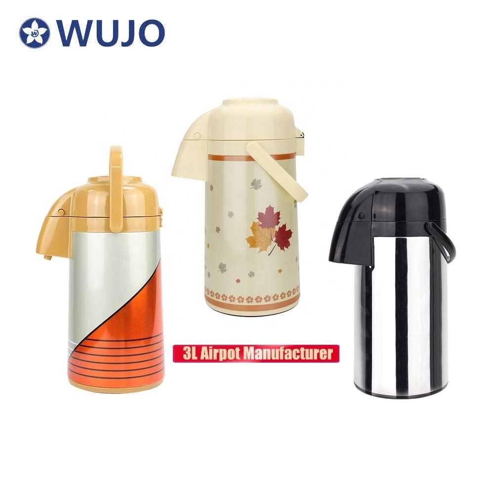 WUJO 3L Zojirushi Thermos Vacuum Thermal Coffee Glass Lined Airpot with Pump Dispenser