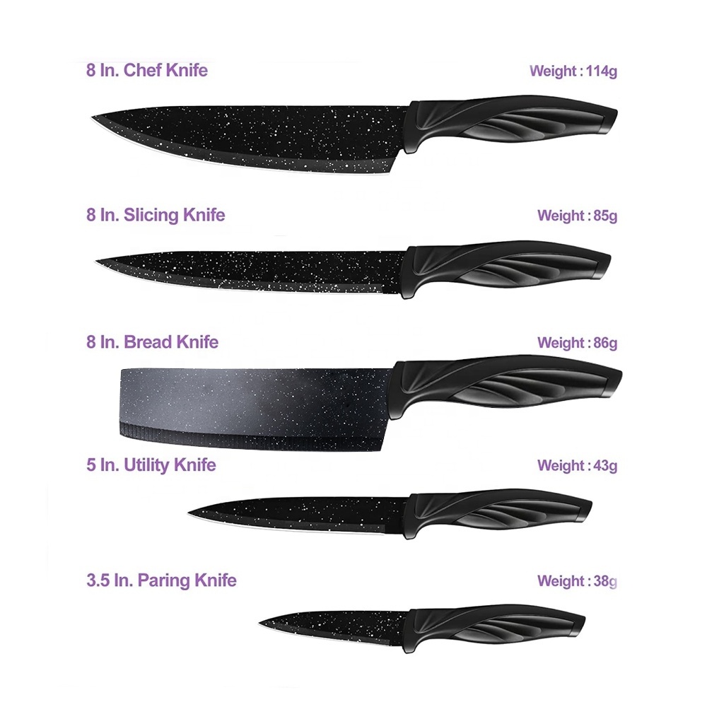 WUJO NEW ARRIVAL 2024 Hot Black Stainless Steel Knives Set Kitchen Chef Utility Fruit Paring Knife