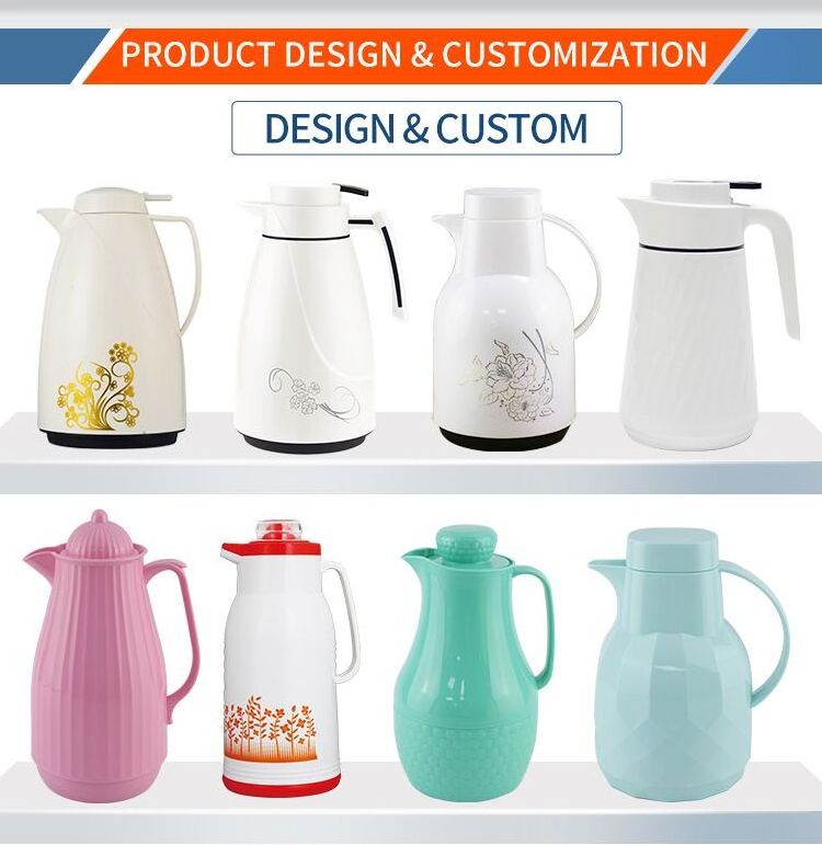 1L flower printed percolater tea coffee pot glass refill inner thermal vacuum arabic thermos sets