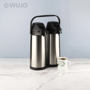 WUJO Manufacturer Stainless Hot Water Glass Lined Thermal Coffee Twin Airpot with Pump Dispenser