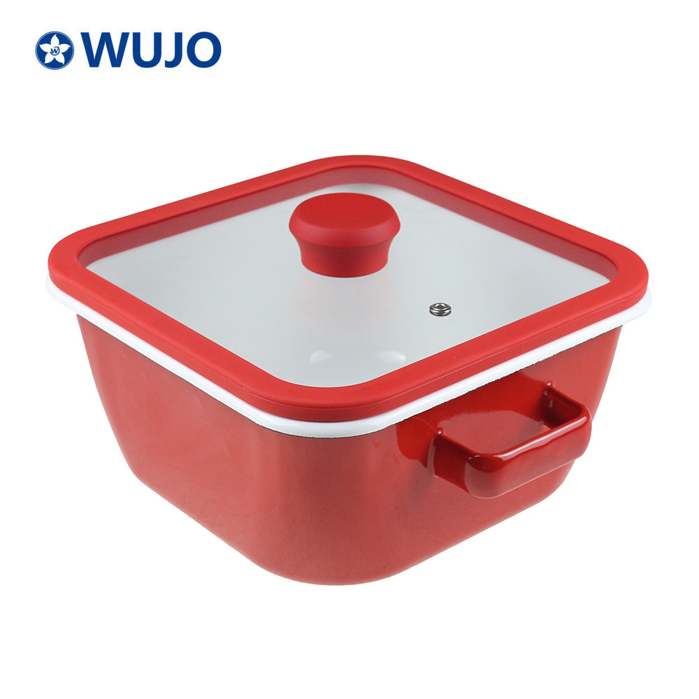 WUJO New Design Enamel Cooking Pot Cookware Sets 22cm Enamel Pot Casserole with Handle