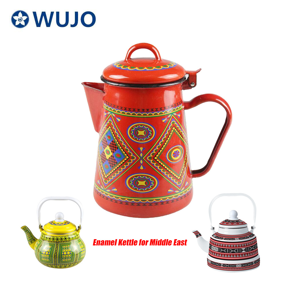 Middle Eastern Turkish Enamel Tea Pot Camping Enamel Kettle with Custom Design