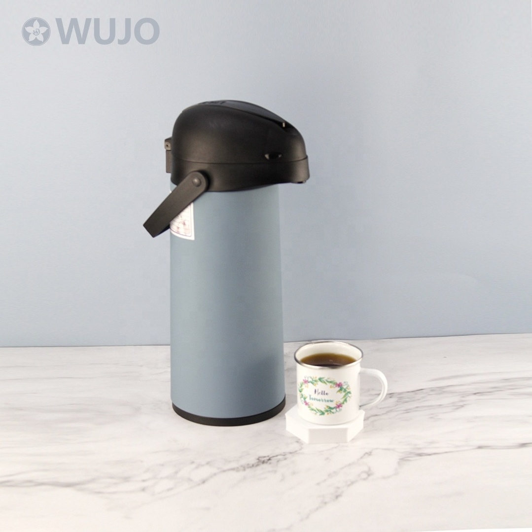 NEW Arrival  1l 1.9L Glass Refill Orange PLASTIC 24hr Hot Tea Pump Thermal Coffee Airpot Thermos with Portable Hande from WUJO