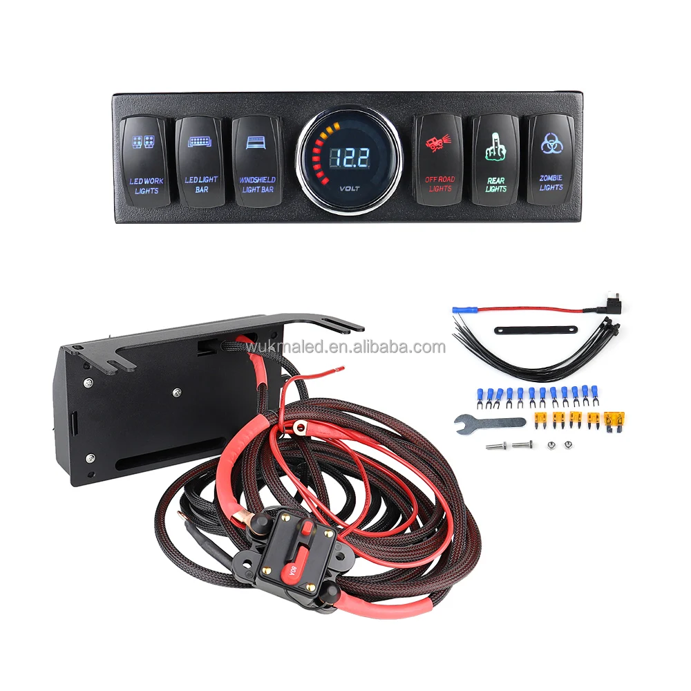 Waterproof Truck Marine Boat QC3.0 USB Charge Aluminum 6 Gang Boat Rocker Switch 12V Car Marine Switch Panel Led Switch Panel