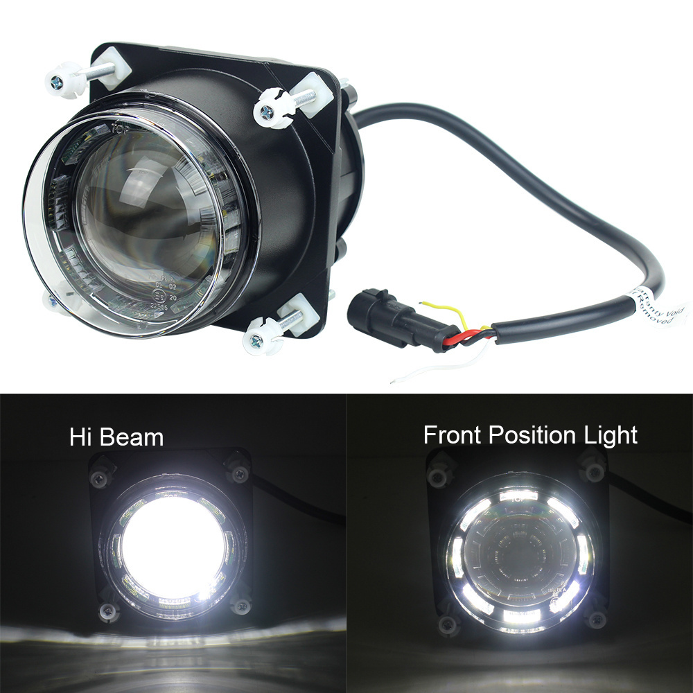 90mm LED Projector Headlight Front Bus Head Light High Beam with Position Lights For Motorcycle Car Bus